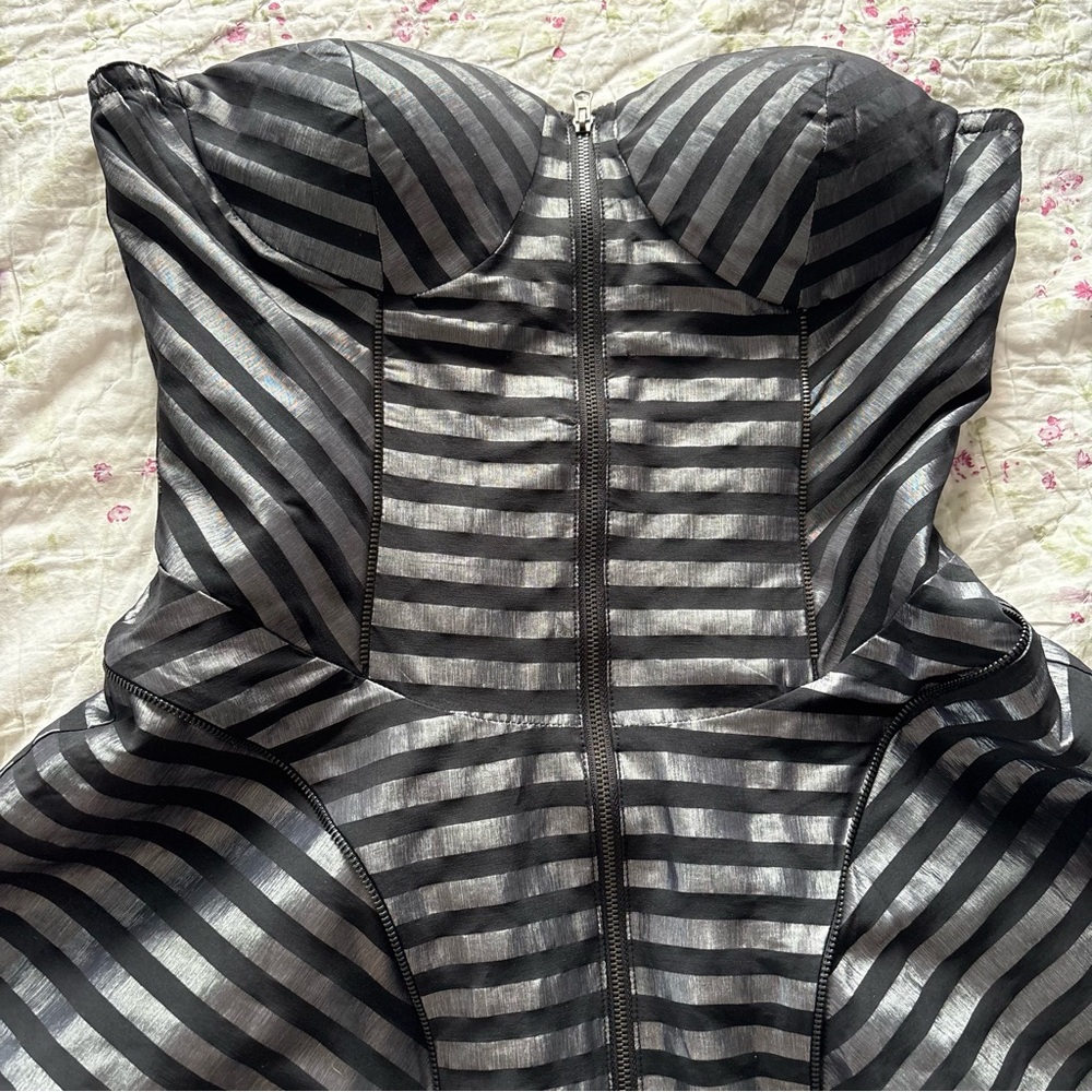 Strapless silver black gothic 2010 quirky indie sleeze dress tulle goth Vintage